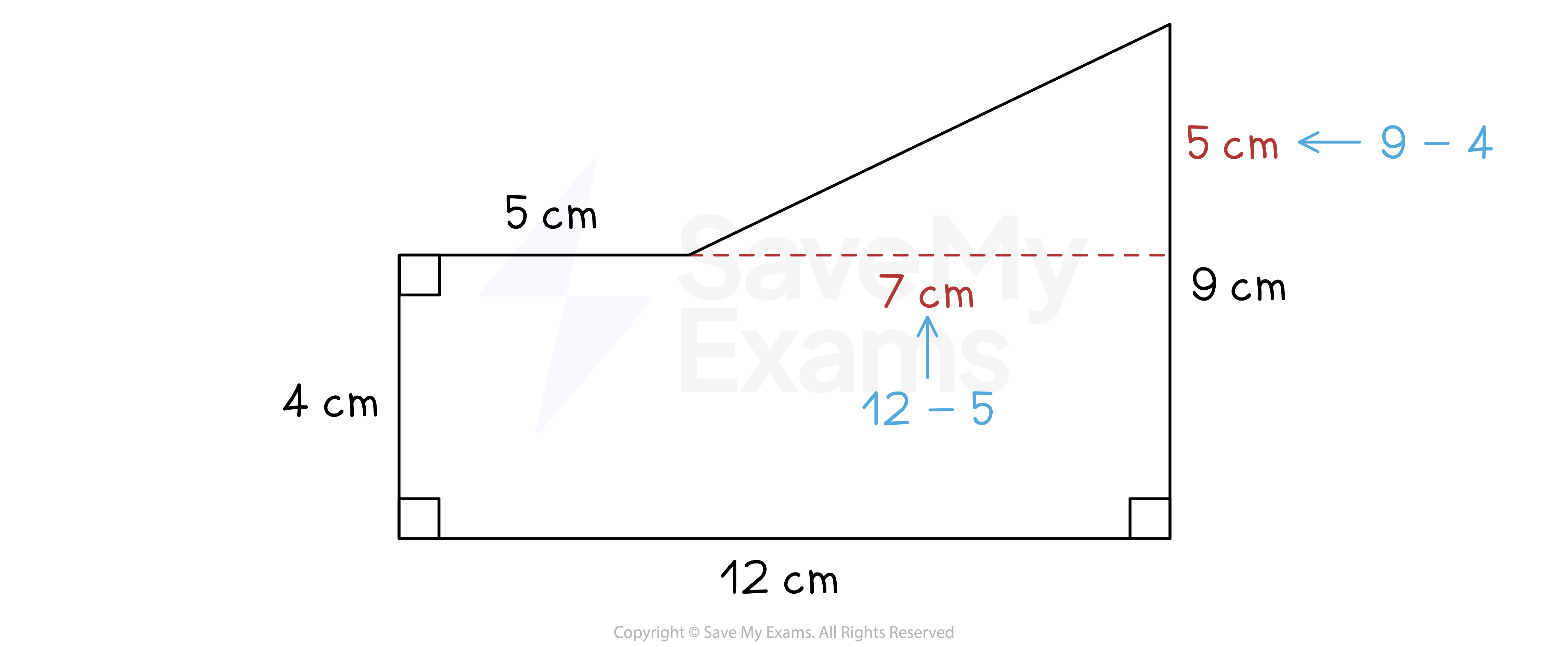 A compound shape split into standard shapes