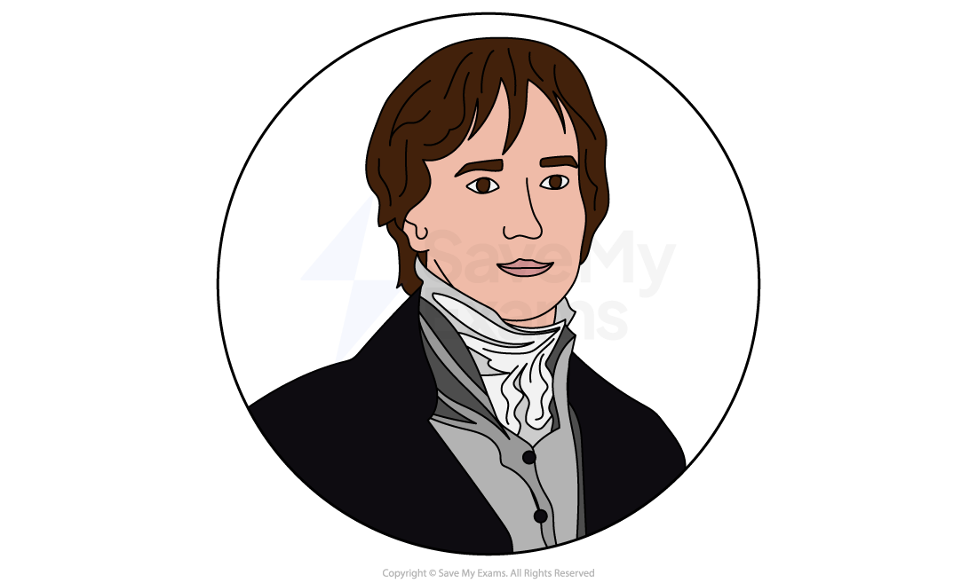 Illustrated head-and-shoulders portrait of Mr Darcy from Pride and Prejudice, a man in a white cravat and black coat.